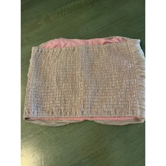 Maeve By Anthropologie Ruched Metallic Pink Strapless Top S - Picture 5 of 6